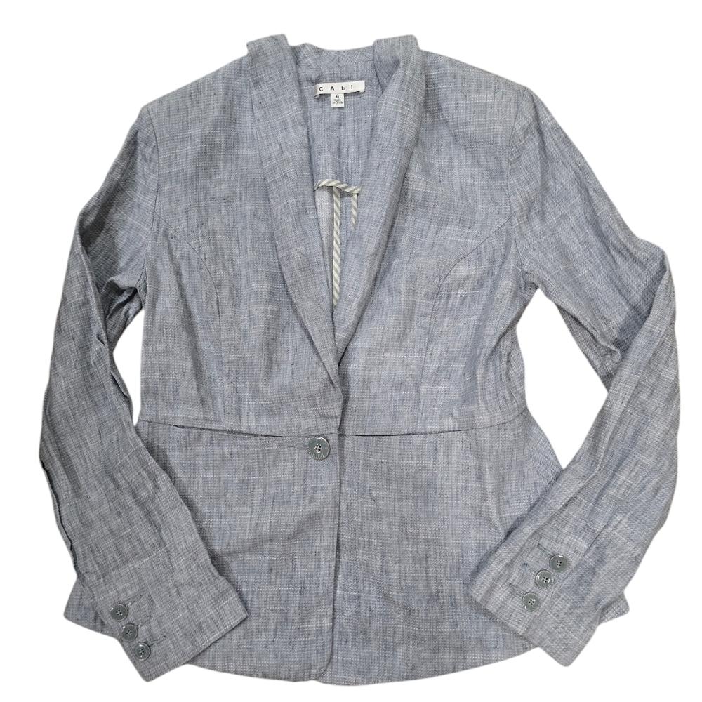 CAbi Light Blue Linen-Blend Blazer